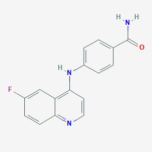 molecular formula C16H12FN3O B4498912 4-[(6-Fluoroquinolin-4-yl)amino]benzamide 