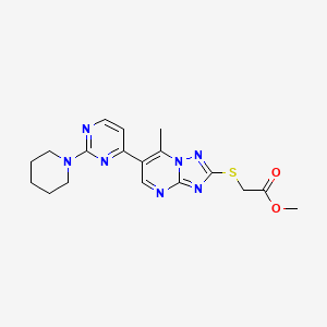 molecular formula C18H21N7O2S B4498955 METHYL 2-({7-METHYL-6-[2-(PIPERIDIN-1-YL)PYRIMIDIN-4-YL]-[1,2,4]TRIAZOLO[1,5-A]PYRIMIDIN-2-YL}SULFANYL)ACETATE 