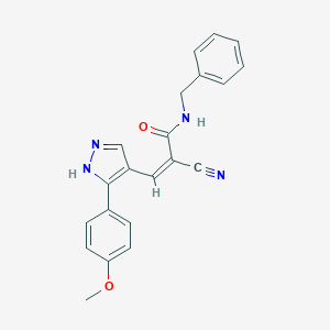 molecular formula C21H18N4O2 B449897 N-benzyl-2-cyano-3-[3-(4-methoxyphenyl)-1H-pyrazol-4-yl]acrylamide 