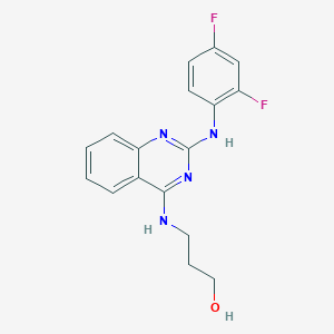 molecular formula C17H16F2N4O B4499152 3-({2-[(2,4-difluorophenyl)amino]-4-quinazolinyl}amino)-1-propanol 
