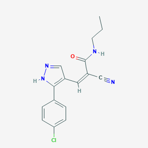 molecular formula C16H15ClN4O B449922 3-[3-(4-chlorophenyl)-1H-pyrazol-4-yl]-2-cyano-N-propylacrylamide 