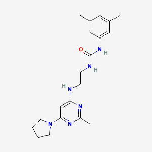 molecular formula C20H28N6O B4499229 N-(3,5-dimethylphenyl)-N'-(2-{[2-methyl-6-(1-pyrrolidinyl)-4-pyrimidinyl]amino}ethyl)urea 