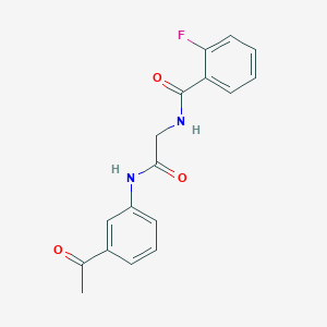 molecular formula C17H15FN2O3 B4499234 N-{2-[(3-acetylphenyl)amino]-2-oxoethyl}-2-fluorobenzamide 