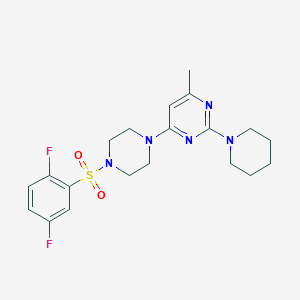 molecular formula C20H25F2N5O2S B4499299 4-[4-(2,5-Difluorobenzenesulfonyl)piperazin-1-YL]-6-methyl-2-(piperidin-1-YL)pyrimidine 