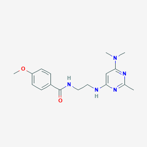 molecular formula C17H23N5O2 B4499369 N-(2-{[6-(dimethylamino)-2-methyl-4-pyrimidinyl]amino}ethyl)-4-methoxybenzamide 