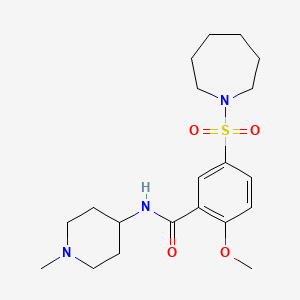 molecular formula C20H31N3O4S B4499417 5-(1-azepanylsulfonyl)-2-methoxy-N-(1-methyl-4-piperidinyl)benzamide 