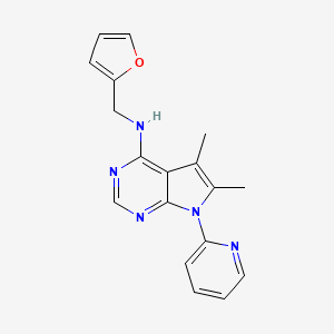 molecular formula C18H17N5O B4499442 N-(2-furylmethyl)-5,6-dimethyl-7-(2-pyridinyl)-7H-pyrrolo[2,3-d]pyrimidin-4-amine 