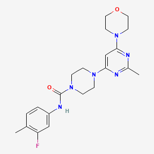 molecular formula C21H27FN6O2 B4499468 N-(3-FLUORO-4-METHYLPHENYL)-4-[2-METHYL-6-(MORPHOLIN-4-YL)PYRIMIDIN-4-YL]PIPERAZINE-1-CARBOXAMIDE 