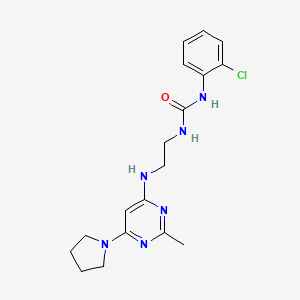 molecular formula C18H23ClN6O B4499714 N-(2-chlorophenyl)-N'-(2-{[2-methyl-6-(1-pyrrolidinyl)-4-pyrimidinyl]amino}ethyl)urea 