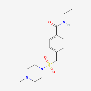 molecular formula C15H23N3O3S B4499757 N-ethyl-4-{[(4-methylpiperazin-1-yl)sulfonyl]methyl}benzamide 