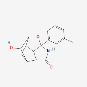 molecular formula C16H17NO3 B4499893 9-Hydroxy-6-(3-methylphenyl)-7-oxa-5-azatetracyclo[6.3.0.02,6.03,10]undecan-4-one 