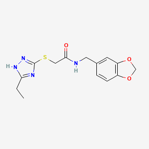 molecular formula C14H16N4O3S B4499950 N-(1,3-benzodioxol-5-ylmethyl)-2-[(3-ethyl-1H-1,2,4-triazol-5-yl)thio]acetamide 