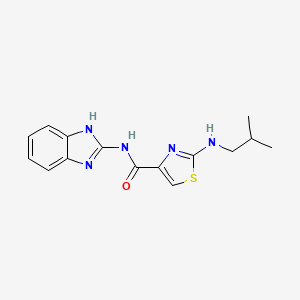 molecular formula C15H17N5OS B4499972 N-(1,3-dihydro-2H-benzimidazol-2-ylidene)-2-[(2-methylpropyl)amino]-1,3-thiazole-4-carboxamide 
