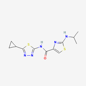 molecular formula C12H15N5OS2 B4500072 N-[(2E)-5-cyclopropyl-1,3,4-thiadiazol-2(3H)-ylidene]-2-(propan-2-ylamino)-1,3-thiazole-4-carboxamide 