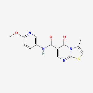 molecular formula C14H12N4O3S B4500133 N-(6-methoxypyridin-3-yl)-3-methyl-5-oxo-5H-[1,3]thiazolo[3,2-a]pyrimidine-6-carboxamide 