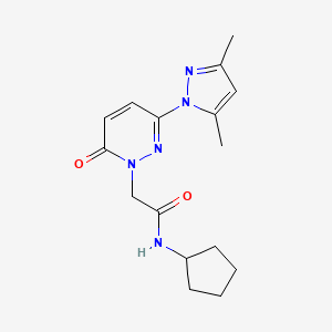molecular formula C16H21N5O2 B4500251 N-cyclopentyl-2-(3-(3,5-dimethyl-1H-pyrazol-1-yl)-6-oxopyridazin-1(6H)-yl)acetamide 