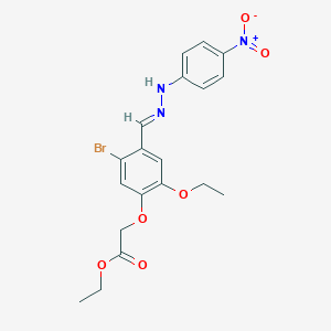 molecular formula C19H20BrN3O6 B450027 Ethyl [5-bromo-2-ethoxy-4-(2-{4-nitrophenyl}carbohydrazonoyl)phenoxy]acetate 