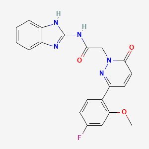 molecular formula C20H16FN5O3 B4500313 N-(1,3-dihydro-2H-benzimidazol-2-ylidene)-2-[3-(4-fluoro-2-methoxyphenyl)-6-oxopyridazin-1(6H)-yl]acetamide 