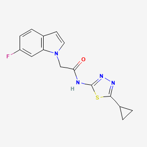 molecular formula C15H13FN4OS B4500471 N-(5-cyclopropyl-1,3,4-thiadiazol-2-yl)-2-(6-fluoro-1H-indol-1-yl)acetamide 