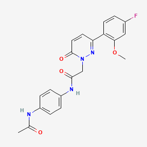 molecular formula C21H19FN4O4 B4500582 N-[4-(acetylamino)phenyl]-2-[3-(4-fluoro-2-methoxyphenyl)-6-oxopyridazin-1(6H)-yl]acetamide 