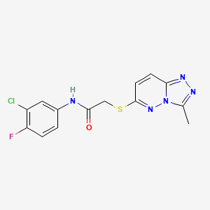 molecular formula C14H11ClFN5OS B4500624 N-(3-chloro-4-fluorophenyl)-2-[(3-methyl[1,2,4]triazolo[4,3-b]pyridazin-6-yl)sulfanyl]acetamide 