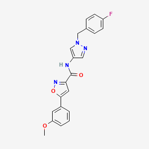 molecular formula C21H17FN4O3 B4500651 N-[1-(4-fluorobenzyl)-1H-pyrazol-4-yl]-5-(3-methoxyphenyl)-3-isoxazolecarboxamide 