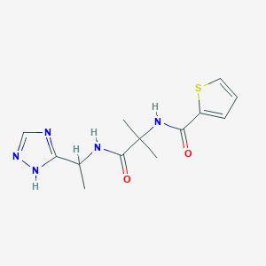 molecular formula C13H17N5O2S B4500781 N-(1,1-dimethyl-2-oxo-2-{[1-(1H-1,2,4-triazol-5-yl)ethyl]amino}ethyl)thiophene-2-carboxamide 