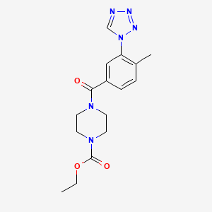 molecular formula C16H20N6O3 B4500830 ethyl 4-[4-methyl-3-(1H-tetrazol-1-yl)benzoyl]-1-piperazinecarboxylate 