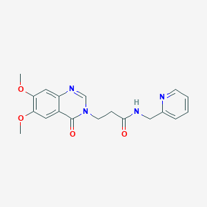molecular formula C19H20N4O4 B4500852 3-(6,7-dimethoxy-4-oxoquinazolin-3(4H)-yl)-N-(pyridin-2-ylmethyl)propanamide 