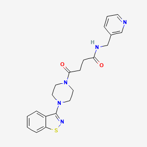 molecular formula C21H23N5O2S B4500933 4-[4-(1,2-benzisothiazol-3-yl)piperazino]-4-oxo-N-(3-pyridylmethyl)butanamide 