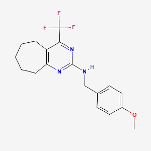 molecular formula C18H20F3N3O B4501030 N-(4-methoxybenzyl)-4-(trifluoromethyl)-6,7,8,9-tetrahydro-5H-cyclohepta[d]pyrimidin-2-amine 