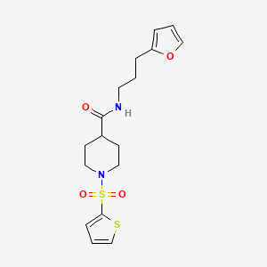 molecular formula C17H22N2O4S2 B4501038 N-[3-(2-furyl)propyl]-1-(2-thienylsulfonyl)-4-piperidinecarboxamide 