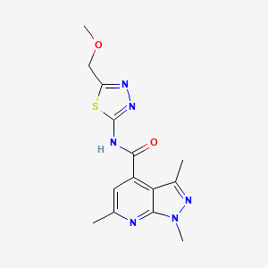 molecular formula C14H16N6O2S B4501105 N-[(2E)-5-(methoxymethyl)-1,3,4-thiadiazol-2(3H)-ylidene]-1,3,6-trimethyl-1H-pyrazolo[3,4-b]pyridine-4-carboxamide 