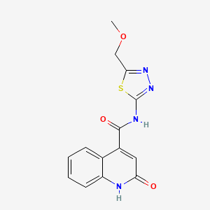 molecular formula C14H12N4O3S B4501255 2-hydroxy-N-[5-(methoxymethyl)-1,3,4-thiadiazol-2-yl]quinoline-4-carboxamide 