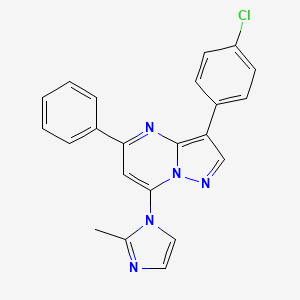 molecular formula C22H16ClN5 B4501280 3-(4-chlorophenyl)-7-(2-methyl-1H-imidazol-1-yl)-5-phenylpyrazolo[1,5-a]pyrimidine 