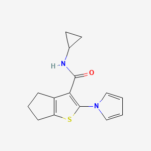 molecular formula C15H16N2OS B4501328 N-cyclopropyl-2-(1H-pyrrol-1-yl)-5,6-dihydro-4H-cyclopenta[b]thiophene-3-carboxamide 