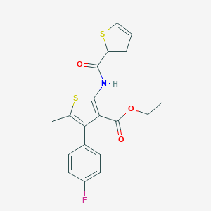 molecular formula C19H16FNO3S2 B450133 ETHYL 4-(4-FLUOROPHENYL)-5-METHYL-2-[(2-THIENYLCARBONYL)AMINO]-3-THIOPHENECARBOXYLATE 