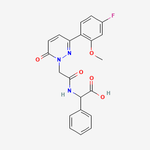 molecular formula C21H18FN3O5 B4501526 ({[3-(4-fluoro-2-methoxyphenyl)-6-oxo-1(6H)-pyridazinyl]acetyl}amino)(phenyl)acetic acid 