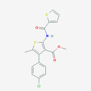 molecular formula C18H14ClNO3S2 B450156 METHYL 4-(4-CHLOROPHENYL)-5-METHYL-2-[(2-THIENYLCARBONYL)AMINO]-3-THIOPHENECARBOXYLATE 