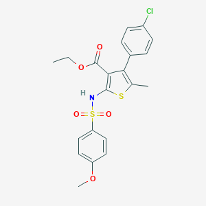 molecular formula C21H20ClNO5S2 B450159 Ethyl 4-(4-chlorophenyl)-2-{[(4-methoxyphenyl)sulfonyl]amino}-5-methylthiophene-3-carboxylate 