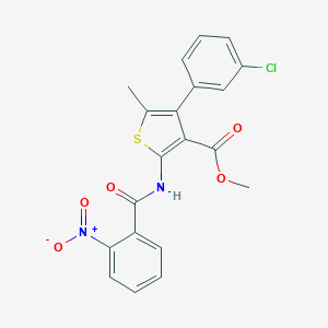 molecular formula C20H15ClN2O5S B450166 Methyl 4-(3-chlorophenyl)-2-({2-nitrobenzoyl}amino)-5-methylthiophene-3-carboxylate 
