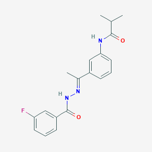 molecular formula C19H20FN3O2 B450199 N-{3-[N-(3-fluorobenzoyl)ethanehydrazonoyl]phenyl}-2-methylpropanamide 