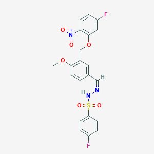 molecular formula C21H17F2N3O6S B450204 4-fluoro-N'-[3-({5-fluoro-2-nitrophenoxy}methyl)-4-methoxybenzylidene]benzenesulfonohydrazide 