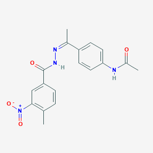 molecular formula C18H18N4O4 B450206 N-[4-(N-{3-nitro-4-methylbenzoyl}ethanehydrazonoyl)phenyl]acetamide 