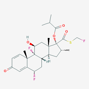 molecular formula C26H33F3O5S B045022 [(6S,8S,9R,10S,11S,13S,14S,16R,17R)-6,9-Difluoro-17-(fluoromethylsulfanylcarbonyl)-11-hydroxy-10,13,16-trimethyl-3-oxo-6,7,8,11,12,14,15,16-octahydrocyclopenta[a]phenanthren-17-yl] 2-methylpropanoate CAS No. 1648562-63-3
