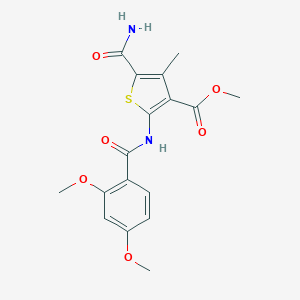 molecular formula C17H18N2O6S B450222 METHYL 5-(AMINOCARBONYL)-2-[(2,4-DIMETHOXYBENZOYL)AMINO]-4-METHYL-3-THIOPHENECARBOXYLATE 