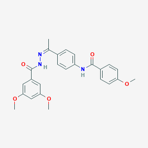 molecular formula C25H25N3O5 B450223 N-{4-[N-(3,5-dimethoxybenzoyl)ethanehydrazonoyl]phenyl}-4-methoxybenzamide 