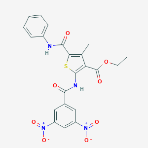 molecular formula C22H18N4O8S B450226 Ethyl 5-(anilinocarbonyl)-2-({3,5-bisnitrobenzoyl}amino)-4-methylthiophene-3-carboxylate 
