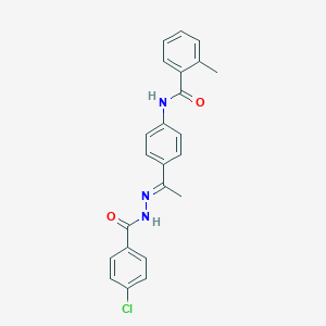 molecular formula C23H20ClN3O2 B450229 N-{4-[N-(4-chlorobenzoyl)ethanehydrazonoyl]phenyl}-2-methylbenzamide 