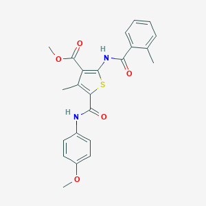 molecular formula C23H22N2O5S B450236 METHYL 5-[(4-METHOXYPHENYL)CARBAMOYL]-4-METHYL-2-(2-METHYLBENZAMIDO)THIOPHENE-3-CARBOXYLATE 